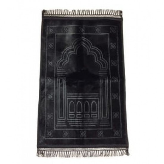  Thick Black Prayer Rug with Gold Border